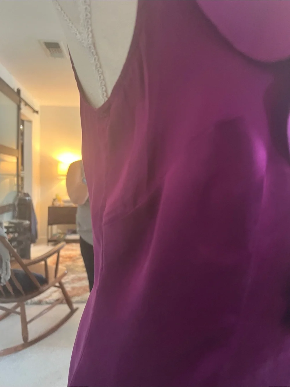 Ann Taylor Satin Ruffle V-Neck Camisole - Purple - Picture 4 of 8